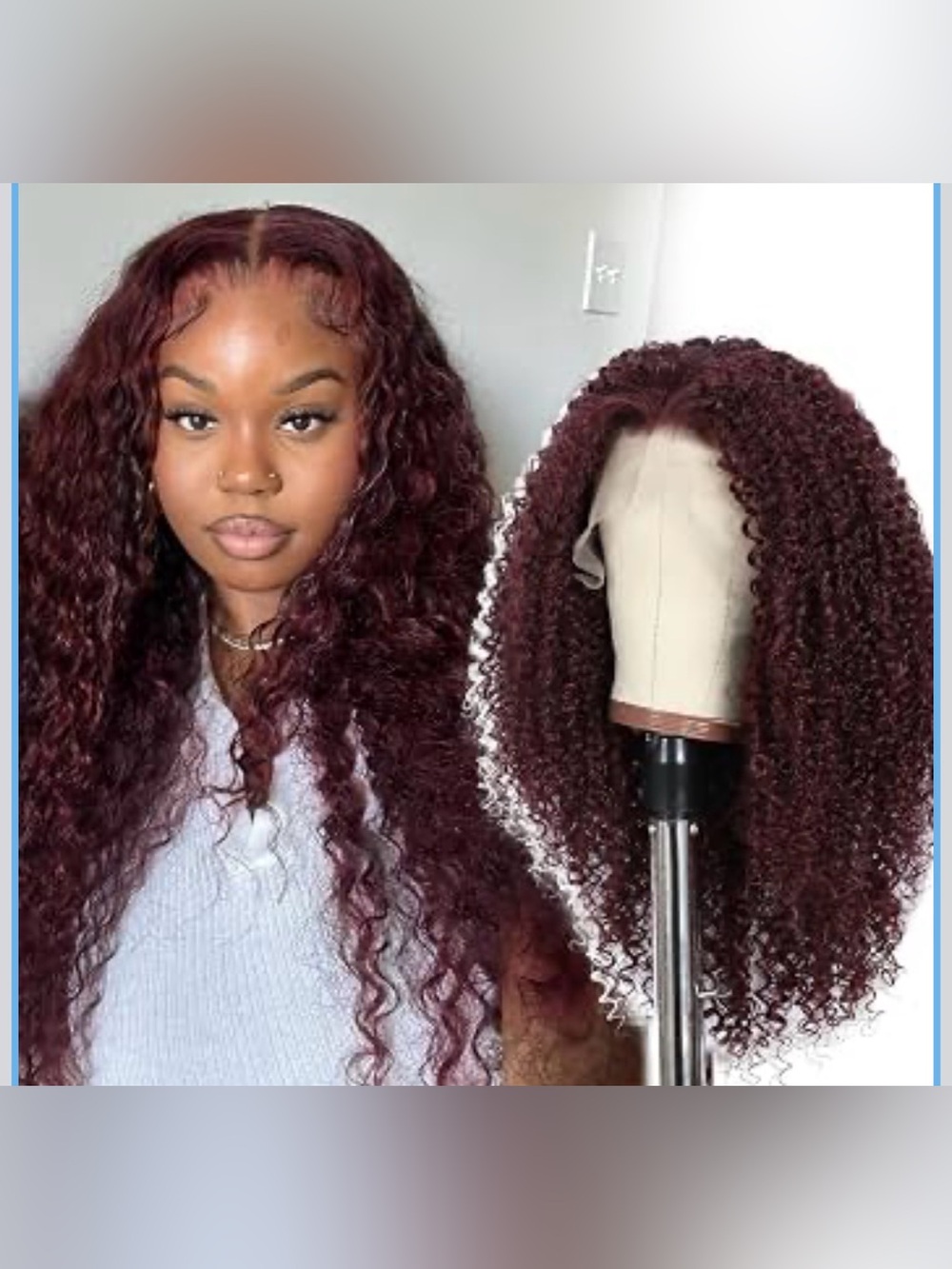 22” Curly Lace Front Wig, Synthetic Lace Front Wig